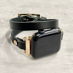 10mm High Quality Black Genuine Leather Bracelet with Gold Accents. Gorgeous Design Slim Leather Jewelry Tailored to Perfection. Designed And Handmade by Simeon D Jewelry Studio. This Bracelet Fits ALL Apple Watch Series. Please Measure Your Wrist Before Submitting Your Order! Not For Other Models. Apple Watch Is NOT Included. Let's be Friends! Follow my Studio on Social Media Instagram @simeondjewelry Pinterest @simeondjewelry Facebook @simeondjewelrystudio Modern Adjustable Wristband With Bracelet Strap, Classic Adjustable Apple Watch Band As Gift, Double Band Bracelet Strap Apple Watch Band As Gift, Apple Watch Double Band Bracelet Strap As Gift, Luxury Adjustable Watch Bands For Everyday, Adjustable Rectangular Apple Watch Band With Bracelet Strap, Gift Apple Watch Band With Double Bracelet Strap, Modern Apple Watch Band As Gift, Classic Adjustable Watch With Black Band