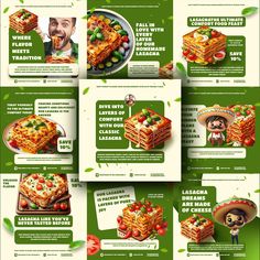 the mexican food flyer is shown in green and white