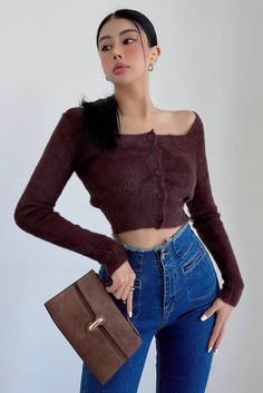 Item Type: TopMaterial: PolyesterCollar: Square CollarSleeve Length: Long SleeveColor: Black. White. CoffeeSize: S.M Size(cm) Top Length Sleeve Length Bust Shoulder Width S 39 58 76+ 32+ M 40 59 80+ 33+ Brown Stretch Cardigan, Fitted Brown Casual Sweater, Casual Fitted Brown Sweater, Trendy Fitted Brown Cardigan, Brown Stretch Long Sleeve Cardigan, Cozy Fitted Brown Sweater, Winter Stretch Brown Cardigan, Fitted Brown Cozy Cardigan, Chic Brown Tops For Winter