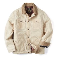 A burly, heavyweight work jacket that’s quilted and flannel-lined for warmth and comfort Fall Outerwear With Patch Pockets For Outdoor Work, Fall Outdoor Work Outerwear With Patch Pockets, Winter Cotton Shacket With Fleece Lining, Rugged Fall Outerwear With Padded Collar, Classic Utility Jacket With Padded Collar For Outdoor, Utility Outerwear With Corduroy Collar For Outdoor, Fleece-lined Outerwear For Outdoor Work In Fall, Outdoor Cotton Quilted Jacket With Padded Collar, Classic Cotton Quilted Jacket For Fall