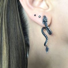 Dragon Jewelry Earrings, Dragon Piercing, Dragon Earring, Crystal Necklace Diy, Dragon Accessories, Thigh Jewelry, Dragon Earrings, Gothic Earrings, 2 Earrings