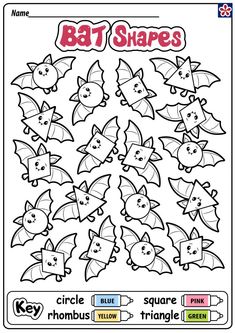 a coloring page with bats on it for kids to color and practice their math skills