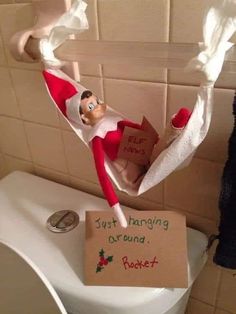 Lazy Elf On The Shelf Ideas Funny, Lazy Elf On The Shelf Ideas, Elf Shenanigans, Elf Christmas Decorations, Shelf Elf