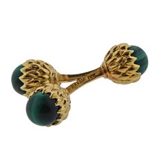 Tiffany & Co Schlumberger Malachite Gold Acorn Cufflinks - Oak Gem Formal Malachite Jewelry With Polished Finish, Jean Schlumberger, Gold Cufflinks, Malachite Stone, Tiffany And Co, Tiffany & Co., Cufflinks, 18k Gold, Yellow Gold