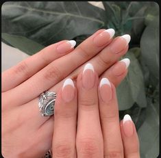 Celeb Nails, Rounded Acrylic Nails, Paznokcie Hello Kitty, White Tip Nails, Prom 2022, Kutek Disney, Long Almond, Formal Nails, Nails 2022