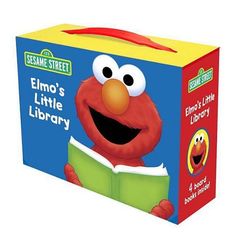 sesame street elmo's little library box with an image of elmo reading a book