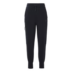 (WMNS) Nike Sportswear Tech Fleece Tee Black CW4293-010 (Zipper/Women's) Nike Athleisure Joggers For Outdoor, Sporty Sweatpants For Outdoor Fall Activities, Sporty Outdoor Sweatpants For Fall, Nike Black Activewear With Ribbed Cuffs, Sporty Winter Joggers For Outdoor, Sporty Winter Outdoor Joggers, Sporty Outdoor Winter Joggers, Nike Joggers For Winter Sports, Nike Winter Sports Joggers