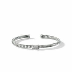 Sterling silver • Pavé diamonds, 0.14 total carat weight • Cable, 4mm wide