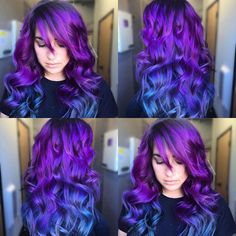 Hairdo Ideas, Hair Colorful, Purple Ombre Hair, Hair Color Purple, Colored Hair, Hair Dye Colors