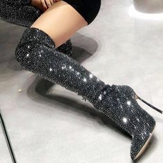 null High Heels Classy, High Heeled Boots, Glitter Boots, High Heel Dress, Heels Classy, Stiletto Boots, Long Boots, Heel Boots, Thigh High Boots