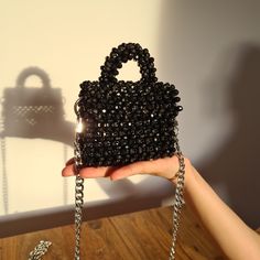 ✨Black Crystal Beaded Bag ✨Dimensions: 11х13х5 cm ✨Shoulder Strap Length: 116 cm | 100% handmade. Crystal beads are much heavier than acrylic beads. That's why it's reasonable to make them smaller, so it is easy to carry. The weight of this particular model is 510 gram included a long shoulder strap. This bag can hold credit cards, small lipstick, small bottle of perfume, keys and AirPods.  https://larisatoshop.etsy.com Square Beaded Bag For Gifts, Square Beaded Shoulder Bag For Gifts, Gift Black Beaded Shoulder Bag, Beaded Shoulder Bag Gift, Black Bags With Pearl Handle As Gift, Beaded Rectangular Bag For Fashion Accessory, Black Bags With Pearl Handle For Gift, Black Bag With Pearl Handle As Gift, Rectangular Bag With Black Beads As Fashion Accessory