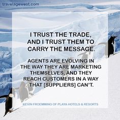 two penguins walking up the side of a snow covered mountain with a caption that reads, i trust the trade, and trust them to carry the message to carry the message