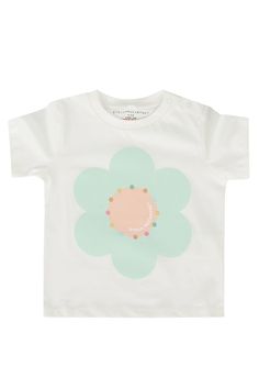 T-Shirt from Stella McCartney KidsComposition: 100% Cotton Spring Organic Cotton Tops With Logo Print, Playful Short Sleeve Organic Cotton Tops, Playful Organic Cotton Short Sleeve Tops, Playful Organic Cotton Graphic T-shirt, Organic Cotton Short Sleeve T-shirt With Logo, Organic Cotton Logo Print T-shirt With Short Sleeves, Playful Organic Cotton T-shirt With Graphic Print, Green T-shirt With Front Print For Spring, Playful Organic Cotton Graphic Print T-shirt