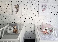 17 Gorgeous gender Neutral Twin Nursery Ideas - Bjarni Baby Boy Girl Nursery, Dot Stickers, Bedroom Furnishings, Watermelon Seeds, Nursery Neutral, Bedroom Bathroom