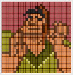 a pixellated image of a man with his arms crossed