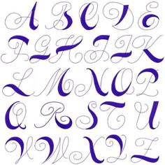 the upper and lower letters are drawn in blue ink, with swirly cursive writing