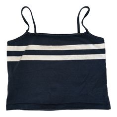 Brandy Melville By John Galt Stripe Tank In Excellent Condition . One Size B6 Trendy Navy Summer Tops, Navy Casual Crop Top For Summer, Navy Cotton Tank Top For Spring, Brandy Melville Shirts, Tops Brandy Melville, Fit Board, Fit Board Workouts, John Galt, Brandy Melville Tops