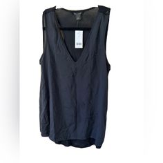 Nwt Banana Republic Womens Sleeveless Top Tank Black Size S $59 Casual Tank Vest For Night Out, Black V-neck Tank Top For Layering, Casual Tank Blouse For Night Out, Casual Sleeveless Tank Top For Night Out, Black Blouse Short Sleeve, Blue Button Up Shirt, Lace Blouse Long Sleeve, Tie Women, Printed Silk Blouses