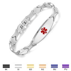 Stainless Steel Fashion Medical Id Bracelet For Women with pre-engravi – LinnaLove The Beauty Of Women, Medical Id Bracelets, Medical Jewelry, Medic Alert Bracelets, Medical Bracelet, Medical Alert, Body Design, Cool Gifts For Women, Id Bracelets