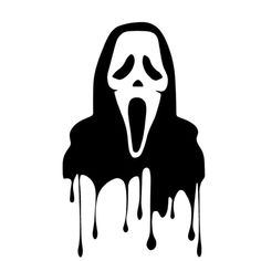 a black and white image of a ghost with its mouth wide open, dripping from the ground