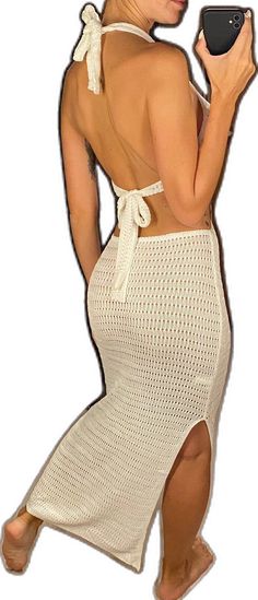 White Fitted Midi Dress For Beach Cover-up, Fitted Midi Dress For The Beach, Fitted Midi Dress For Beach, Casual Fitted Backless Beach Dress, Fitted Backless Casual Beach Dress, Fitted White Beachwear Dress, White Backless Summer Midi Dress, Fitted Halter Neck Beach Dress For Day Out, Summer Stretch Beige Midi Dress