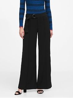 High-Rise Wide-Leg Cropped Pant | Banana Republic Versatile Belted Wide Leg Pants, High Waist Belted Wide Leg Work Pants, Fall Wide Leg Belted Pants For Work, Fall Workwear Belted Wide Leg Pants, Belted Wide Leg Pants For Formal Fall Occasions, Belted Wide Leg Pants For Formal Fall Events, Belted Wide Leg Pants For Fall, Wide Leg Pants With Belt Loops For Office, Wide Leg Pants With Belt Loops For Work