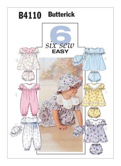 the sewing pattern for this baby's dress and hat is very easy to sew