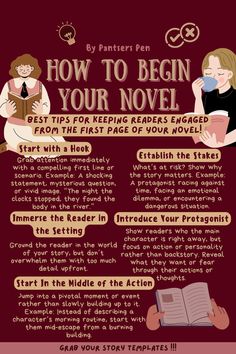 How to write beginning of your novel. 🌟 Start Your Novel with a Bang! Learn how to write a captivating beginning that hooks readers from the first page. Discover tips for crafting an intriguing opening line, introducing characters, and setting up the stakes that keep your audience turning the pages.  ✨ Perfect for writers of thrillers, fantasy, romance, and more, these strategies will help you create a memorable start to your story that stands out. Ready to nail your novel's opening? Let’s dive in! 🖋️  🎯 #HowToStartANovel #WritingTips #NovelBeginnings #CreativeWriting #FictionWriters #StoryHooks #FirstChapterTips #NovelWriting #WriterResources #WritingCommunity