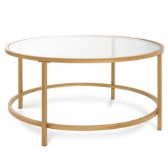 an oval glass coffee table with gold metal frame