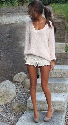 Denim Shorts Outfit, White Lace Shorts, True Religion Jeans, Short Shorts, Looks Style