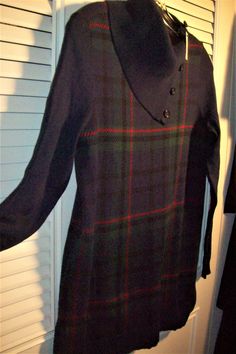 "Watchplaid sweater by Talbot's. Buttons at the neck to make it a turtle. Poly/cotton knit. NWT, but vintage. Bust measures 36\", length 26\". No flaws of any kind. Stored with TLC. Comes from a smoke-free home." Fitted Plaid Long Sleeve Sweater, Fitted Long Sleeve Plaid Sweater, Classic Plaid Sweater For Fall, Preppy Buttoned Tops For Fall, Winter Plaid Buttoned Tops, A Turtle, Pullover Sweater Women, Cotton Knit, Women Pullover