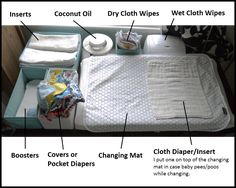 the contents of a diaper and changing table