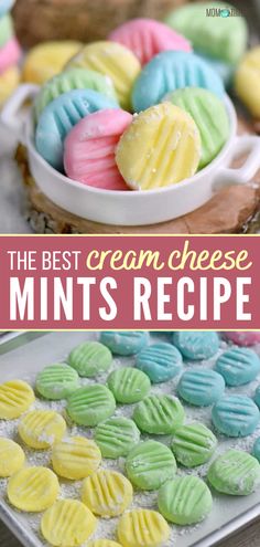 the best cream cheese mints recipe on a plate with cookies and other desserts