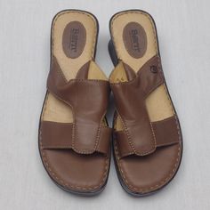 Has New Tag Only Issue Is Shown In Last 2 Pictures Other New Summer Brown Wedge Sandals With Ortholite Insole, Brown Wedge Sandals With Ortholite Insole For Summer, Casual Brown Wedge Sandals With Ortholite Insole, Brown Espadrilles, Closed Toe Wedges, Slip On Wedge Sandals, Brown Leather Wedges, Black Leather Wedges, Strappy Wedges