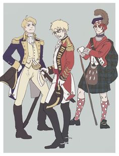 three men dressed up in period clothing