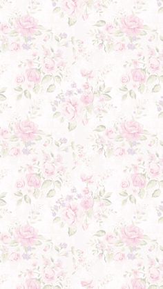 a white wallpaper with pink flowers on it