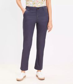 Monroe Slim Chino Pants Mid-rise Everyday Bottoms With Hip Pockets, Cotton Bottoms With Five Pockets, Cotton Long Pants With Five Pockets, Straight Fit Mid-rise Cotton Bottoms, Straight Fit Mid-rise Cotton Pants, Mid-rise Straight Fit Cotton Bottoms, Blue Pants For Everyday Fall Wear, Casual Cotton Bottoms With Straight Fit, Casual Cotton Straight Fit Bottoms