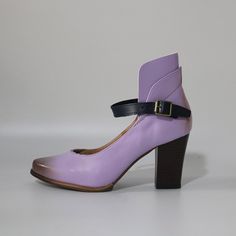 null Retro Heels With Contrasting Block Heel, Purple Block Heels With Stacked Heel, Purple Heels With Stacked Block Heel, Purple Block Heel Shoes With Medium Width, Purple Block Heel Medium Width Heels, Purple Heels With Sculpted Heel And Round Toe, Dolly Shoes, Chunky Heel Shoes, Buckle Shoes