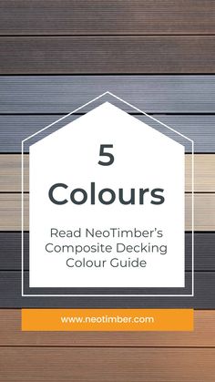 the text reads, 5 colours read neattibers composite decking color guide