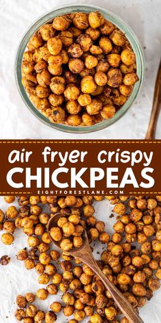 Air fryer crispy chickpeas are a tasty, delicious and super crunchy snack. Using the air fryer these simple snacks take just 15 minutes and are so much crispier than when made in the oven! These crispy roasted chickpeas are a great healthy snack to meal prep plus they are vegan and gluten free. Air Fryer Chickpeas, Pea Snacks, Ww Snacks, Chic Peas, Crunchy Chickpeas, Crispy Chickpeas, Skinnytaste Recipes, Pea Recipes, Chickpea Recipes