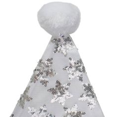 "Get the 14\" Adult Medium Sequin Snowflake Santa Hat, White at Michaels. com. Top off your season style with this festive Sequin Santa Hat. This statement piece that’s perfect for passing out presents or serving sweets features a sheer mesh overlay accented with sequin snowflakes, a plush white brim and pom-poms atop the hat. Details: White 14\" x 12\" Brim size: 21\" (medium) Care instructions: spot clean only Material(s): polyester | 14\" Adult Medium Sequin Snowflake Santa Hat, White By Nort Christmas Santa Hat, Champagne Flute Glasses, Snowflake Christmas, Food Storage Containers Organization, White Snowflake, Holiday Wardrobe, White Faux Fur, Mesh Overlay, Pom Pom Hat