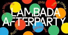 the words i am bada after party are surrounded by colorful circles on black background