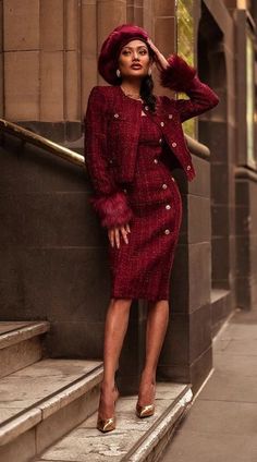 Chanel Suits For Women, Herringbone Coat Women, Tweed Suit Women, Red Tweed Dress, Tweed Outfits, Tweed Fashion, Micah Gianneli, Moda Chanel, Classy Outfits For Women