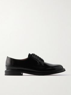 Church's 'Shannon' derby-inspired loafers have been a brand signature since they debuted in 1974. Made from a single piece of quality leather, they're handstitched as a mark of excellence and treated with polished binder finish. The diamond rubber sole provides plenty of traction. Black Lace Up Flats, Lace Up Flats, Raffia Bag, Boot Pumps, Derby Shoes, Flat Sneakers, Leather Loafers, Lace Up Shoes, Single Piece