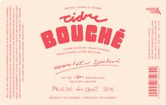 the back side of a bottle of wine with red lettering on it and an orange label that says,'die bouche '