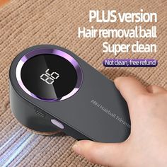 a person holding a cell phone with the text plus version hair removal super clean not clean, freerund