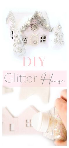 the diy glitter house is being used to decorate it's walls and furniture