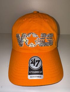 Swarovski crystal bling Tennessee adjustable hat Adjustable Baseball Cap With Bling, Adjustable Rhinestone Baseball Cap With Curved Brim, Adjustable Rhinestone Cap, Rhinestone Baseball Cap, Mosaic Pot, Go Vols, Game Day Outfit, Chattanooga Tn, Tennessee Volunteers