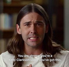 FRIDAY IS ALMOST HERE || Screenshot via feministism on tumblr [Image description: Jonathan Van Ness from Queer Eye is wearing a very earnest expression on his face and saying "You are strong you're a Kelly Clarkson song you've got this." He's right.] #realravishly #ravquotes #jvn #queereye #jonathanvanness #peptalksfromtheinternet #wordsofencouragement #factsonly Johnathan Van Ness, Kelly Clarkson Songs, Gay Jesus, Jonathan Van Ness, Eye Quotes, Senior Quotes, Kelly Clarkson, Beauty Standards, You Are Strong