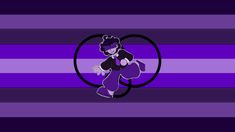 a purple and black striped wallpaper with a cartoon character in the center on it